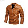 2022 più nuovo di alta qualità moda giacca in pelle giacca invernale stile motociclista maschio business casual giacche per uomo giacca calda L220801