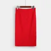 Plus Size Black Red Burgundy Skirt Women Office Business Wear Ladies Work Split Stretch Hips-Wrapped Bodycon Pencil 220322