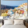 Tapestries Selling Aegean Tapestry Wall Hanging Scenery Sky Sea House Background Cloth Digital Printing Boho Decor TableclothTapestries