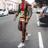 Мужские спортивные костюмы Spring Fashion Men Men 2 Piece Suit Tracksuit 3D Print осень с длинным рукавом ретро-бегун