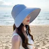 Koreańska wersja damskiej letniego pustego czapka mody wielkie krem ​​przeciwsłoneczny Hat Travel Travel Cycling Big-Rimmed Hat CX220325