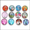 Konst och hantverk Arts Gifts Home Garden 10st/Lot Fixt Mixed Printing Tree Pattern Glass 18mm Snap Button Diy Fynd Passar Handmade Brac