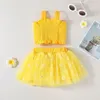 Kledingsets geboren babymeisjes rok set mouwloos geplooid vest met daisy tule zomer casual dagelijkse outfit kinderkleding