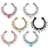 Women Clip Hoop Vintage Fake nariz Ring Faux piercing corpody jóias artes de cristal clicker septo falso