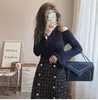 Women's Two Piece Pants Women Ins Fashion Chic Tweed Skirt 2 Sets Sexy Bare Shoulders Knit Sweater Button Plaid Split