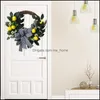 Flores decorativas grinaldas festivas suprimentos de festas home jardim 44cm Artificial Floral Wreath Daisy Fake Flower Garland para a porta da frente Weddi