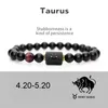 12 Constellation Armbanden Mannen Zwarte Steen Kraal Strengen Armband Sterrenbeeld Zodiac Horoscoop Minnaar Paar Armband Vriendschap Sieraden