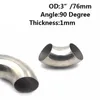 Manifold & Parts Arrival 1pc Stainless Steel 90 Degree Bend 76mm Elbow Exhaust Pipe 3 InchManifold