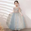 Robes de fille Filles Robe Dentelle Gaze Paillettes Longue Costume De Bal De Mariage Fête De Mariage Vêtements Pour Enfants Élégant Pageant Princesse Anniversaire