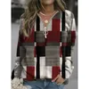 Women Plaid Patchwork Sweatshirts Tops Spring herfst Zipper kraag lange mouw pullovers vrouwelijke vintage streetwears kleding 220804