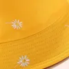 새로운 작은 데이지 자수 버킷 모자 모자 가역 어부 모자 여성의 여름 Sunbonnet Sun Protection Hat Unisex Panama Bob Cap 0615