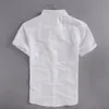 Męskie koszulki Włochy marka lniana koszulka Mężczyźni Silny krótki rękaw kwadratowy kołnierz bawełniany biznes męski Chemise Hommemen's