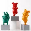 Belle Yoga bouledogue français Statue Figurines en résine nordique créatif dessin animé animaux Sculpture enfants chambre décor artisanat 220423