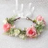 Floral Crown Hair Band Girl Flower Wreath pannband Huvudstycken Halo Headpiece Garland Festival Wedding Party Q714