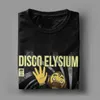 Camisetas masculinas pedaços de bolo homens homens camiseta disco elysium rpg jogo camisetas vintage manga curta o pescoço de algodão impresso