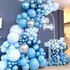 Blue Silver Gold Butre Birthday Balloon Garland Arch Kit Wedding 1 -й день рождения воздушные шары.