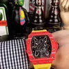 Assista Designer Luxo Mechente Mechanical Watch Richa Milles Wrist Business Leisure RM3502 Mecânica automática de fibra de fibra de fibra de carbono vermelho