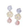 Ciondolo vintage scintillante con fiori in oro 18 carati con diamanti, orecchino di design per donna, festa in argento sterling 925 viola AAA Cubic Zirconi6159014