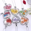 Chokers Fashion Plant Dried Flowers Necklace Transparent Glass Heart Party Holiday Birthday Friendship Gift JewelryChokers