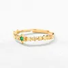 9K 0,3 -MIC Gold Vermeil Splated Natural Emerald Star Pierścień w 925 srebrnym biżuterie ślubne zaręczynowe na prezent2844