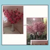 Simated pêssego flor decoração de casa 60cm / 24 polegadas ramos artificiais de flores de seda cereja decoração de casamento entrega de gota de flor 2021 Faux FL