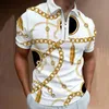 シャツファッションストライプパッチワークメン用のトップスリーブトップカジュアルターンダウンカラージップアップシャツ夏のメンズスリムポロ220614