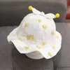 Cartoon Print Baby Fisherman Hat Cute Cat Ricamo Bambini Bucket Cap per ragazze Primavera Estate Soft Bunny Ear Kids Sun Hat 220514