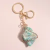Sleutelchains willekeurige grootte kleurrijke natuursteen sleutelhanger draad wrap sleutelring onregelmatigheid vormketens voor vrouwen mannen souvenir cadeaus