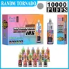 Authentische RandM Tornado Einweg-E-Zigaretten 6000 7000 8000 9000 10000 Puffs Pod Device Leistungsstarker Akku 12 14 16 20 ml Vorgefüllte Kartusche Mesh Coil RGB-Licht