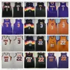 Баскетбол в долине Man Devin Booker Jersey 1 DeAndre Ayton 22 Крис Пол 3 - все сшитая дышащая команда черно -фиолетовая белая апельсина для