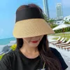 Verão vazio superior suncap portátil dobrável magia rollup praia ampla borda mulheres chapéu de sol casual palha viseiras 220617