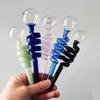 Colorful Spiral Hand Pipes special Glass Oil Burner Pipe Tobcco Dry Herb Big Ball Water Bubbler Smoking Tubes Thick Glass Tube Pyrex Nail Tips Green Blue Pink Black