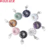 WOJIAER Pendentif À La Mode Pierre Naturelle Rose Cristal Bouton De Sécurité Donut Charme Bijoux BO977