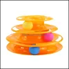 Tre nivåer Pet Cat Toy Tower Tracks Skivor Intelligence Nöjeslista Triple Pay Leksaker Ball Training Plate 220223 Drop Leverans 2021 Tillbehör Hom