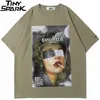 Män hiphop t shirt streetwear girl röker brev tryck t-shirt vår sommar kort ärm tshirt harajuku bomullsskjorta 220621