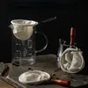 80mm ve 100ml yeniden kullanılabilir el yapımı kahve filtresi çantası ahşap saplı paket pazen kap bezi örgü sepet aleti