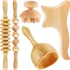 Body Massager Houten Set Columbiaanse Platte Gezichtslichaam Beeldhouwen Gereedschappen Lymfedrainage 5 Stuk Hout Therapie Tool Set272D