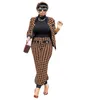 CM.YAYA Houndstooth Patchwork Two 2 Piece Set for Women Vintage Fitness Outfits Jacket + Pants Streetwear Tracksuit 220315