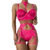 Женщины Inerie Set Erotic Bra Panty 3 Pac Lingerie Set Sexy Learch Withe Sets с поясной ремнем летняя вышивка Sexiless L220727