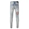 Designer Jean Jeans Mens Fashion Amirs Us Casual Hip Hop High Street Worn Out and Washed Splash Ink Color Painting Slim Fit Jeans Mens #840