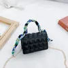 Children Silk scarves handbag fashion girls metal chain change purse bag Lady style kids patchwork color messenger bags