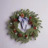 Decoratieve bloemen kransen kerstkrans voordeur ornament muur kunstmatige dennengarland feestdecoratie voor binnen en buitendecor