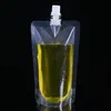 Clear Drink Pouches Bags Stand-up Plastic Drink Packaging Bag Spout Pouch for Beverage Liquid Juice Milk Coffee 500ML