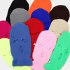 Tam Yüz Kapak Kayak Maskesi Şapka 3 Delik Balaclava Ordu Taktik CS Rüzgar Geçirmez Örgü Kasketleri Bonnet Kış Sıcak Unisex Kapaklar 16 Renkler