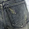 Mens Retro Style Ripped Denim Shorts Summer Fashion Casual Hole Patch Jean Shorts Male Clothes 220611