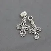 Legering Filigree Heart Cross Big Hole Bead Religieuze Charm Kralen Antiek Zilver Fit Pandora DIY Sieraden Europese Armbanden Armbanden B425 20.5x38.7mm 20pcs / lot