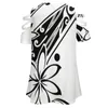 女性のTシャツポリネシアの黒と白の部族ファッションジップオフショルダートップショートスリーブ女性シャツハワイアンサモアポリネシアンウーマン