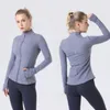 2021SS Yoga Outfits Jacket Kvinnor Definierar träningspass Fitness Quick Dry Activewear Top Solid Zip Up Sweatshirt Sportwear