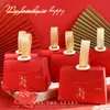 Boîte à bonbons de mariage Portable chinoise, boîte à chocolat en papier pailleté rouge, boîte-cadeau en bois, anneau de célébration d'anniversaire, sac de bonbons, fournitures de fête MJ0476