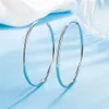 925 Sterling Silver Big Hoop Earrings For Women Bohemian Fashion Female Wedding Jewelry Accessories Gift Prevent Allergy